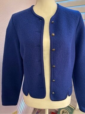 Silhouette Royal Blue Buttoned Wool-Blend Blazer Jacket